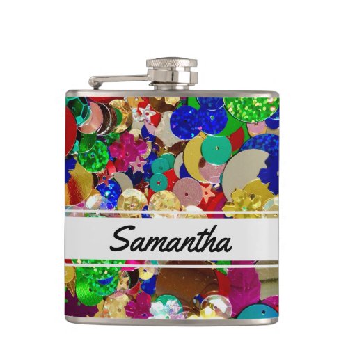 Personalize Colorful Sequin Flask