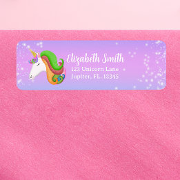 Personalize Colorful Unicorn Glitter Label