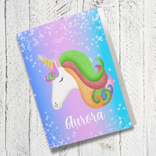 Personalize Colorful Unicorn Glitter  Pocket Folder