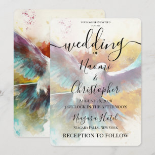 PERSONALIZE: Colorful White Dove Wedding Invitation