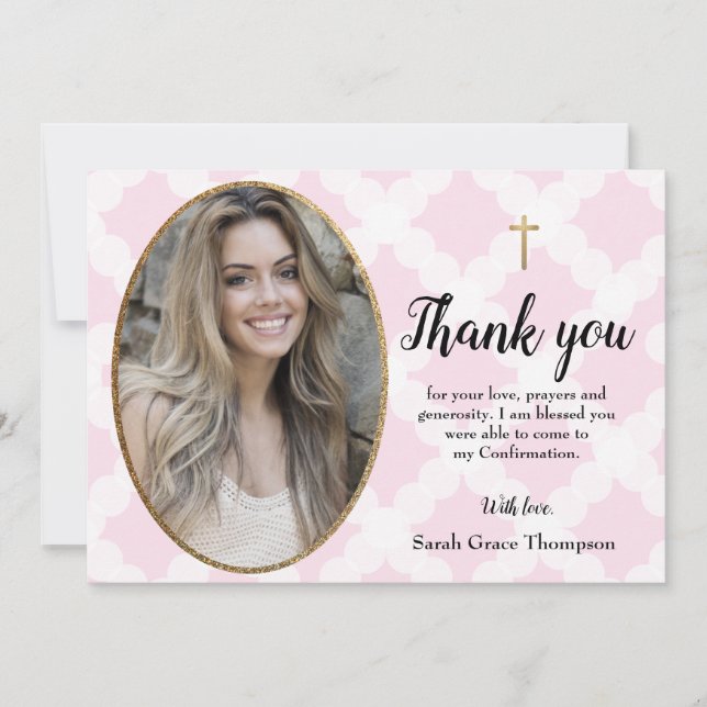 Personalize Confirmation teen girl photo thank you Card (Front)