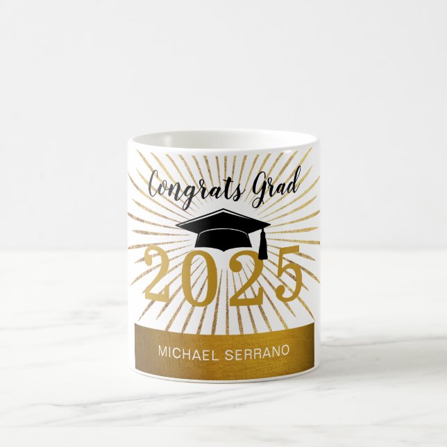 Personalize Congrats Grad Gold Foil Class of 2025 Coffee Mug (Center)
