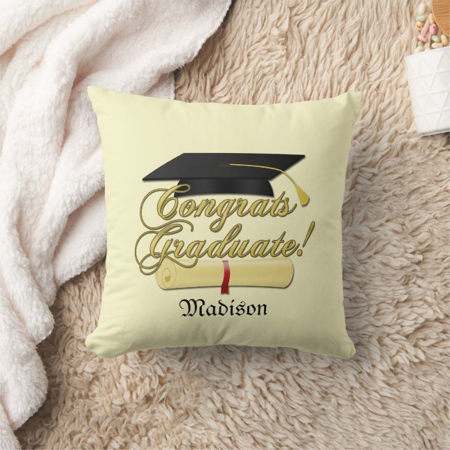 Personalize Congrats Graduate Diploma PLdesign Throw Pillow (Blanket)
