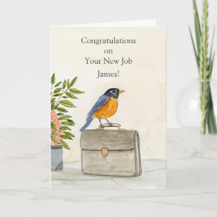 Personalize Congratulations New Job Robin Card
