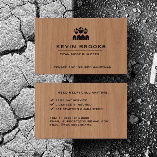 Personalize Construction Handyman Carpenter Wood Business Card