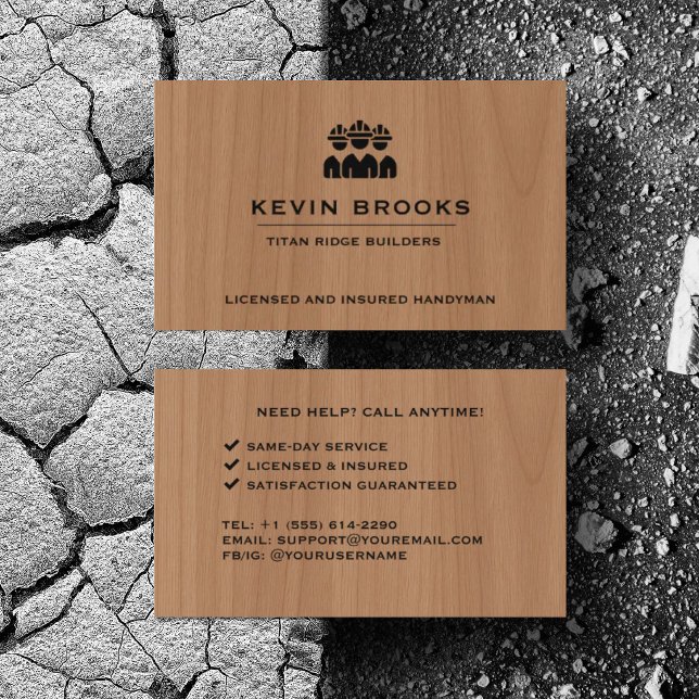 Personalize Construction Handyman Carpenter Wood Business Card (Creator Uploaded)