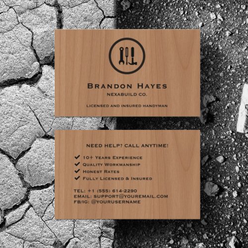 Personalize Construction Handyman Tools Wood Business Card