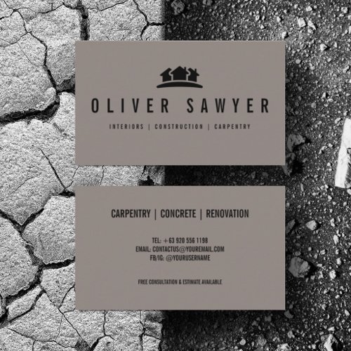 Personalize Construction Renovation Minimalist Business Card