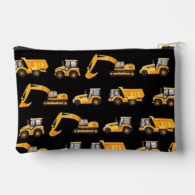 Personalize Construction Trucks Pencil Case  Accessory Pouch (Back)