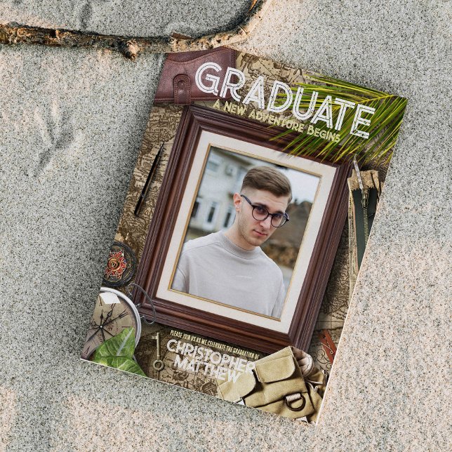 Personalize Cool Adventurer Theme Graduation Invitation (Creator Uploaded)