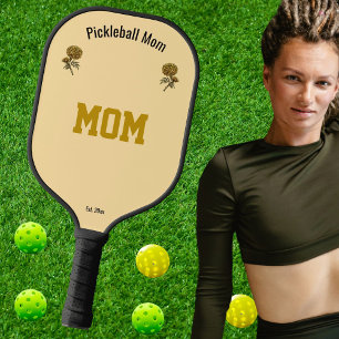 Personalize Cool Beige Elegant Pickleball Mom Gift Carbon Fiber Pickleball Paddle