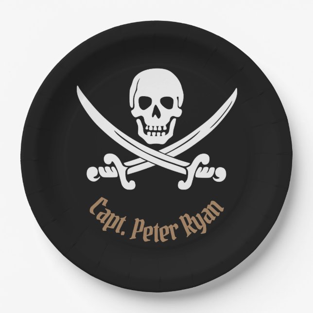 Personalize Cool Pirate Sign Paper Plates (Front)