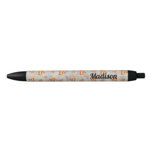 Personalize Cool pizza slices vintage gray pattern Black Ink Pen