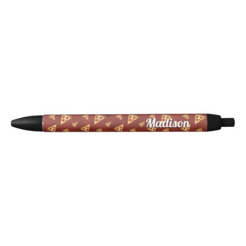 Personalize Cool pizza slices vintage red pattern Black Ink Pen
