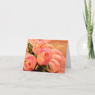 Personalize Coral Tulips Thank You Card