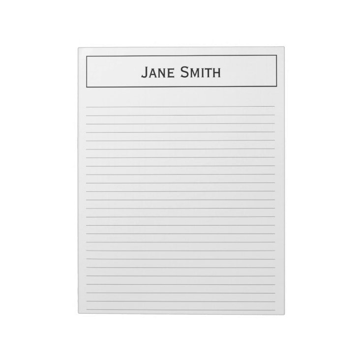 Personalize: Corporate Minimal Black and White Notepad | Zazzle