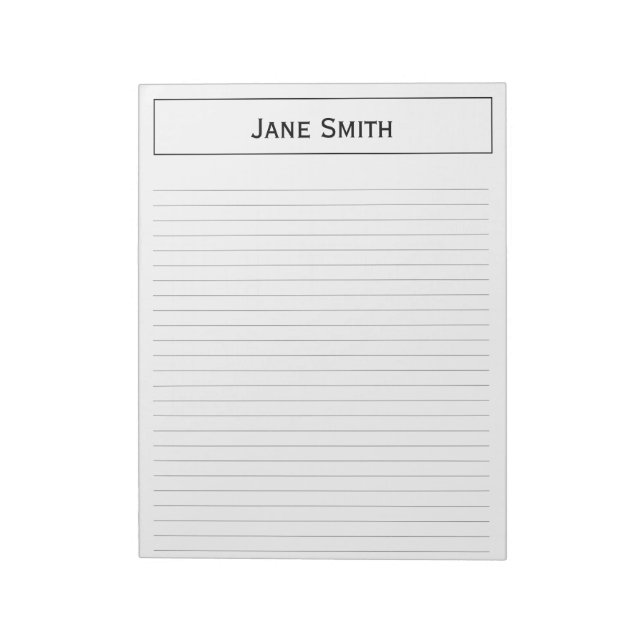Personalize: Corporate Minimal Black and White Notepad (Rotated)