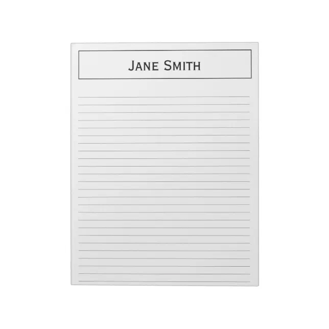 Personalize: Corporate Minimal Black and White Notepad | Zazzle