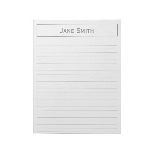 Personalize Corporate Minimal Gray and White Notepad