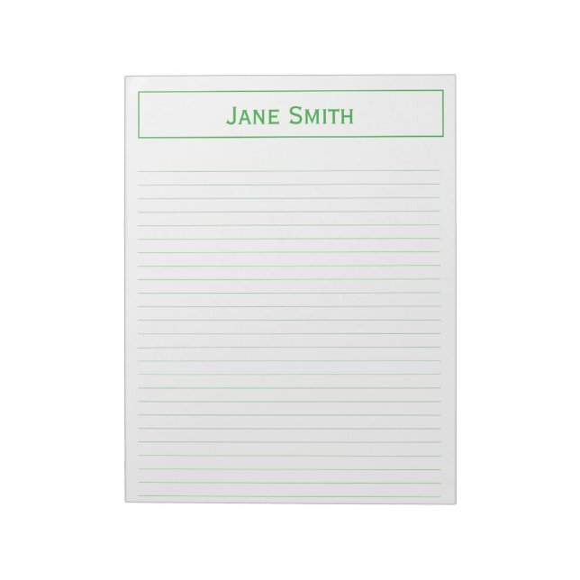 Personalize: Corporate Minimal Green and White Notepad (Rotated)