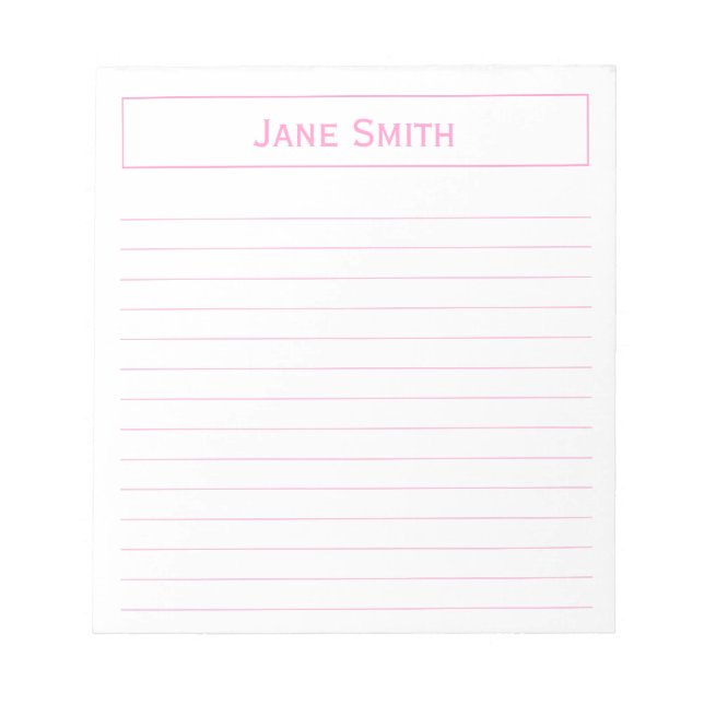 Personalize: Corporate Minimal Pink and White Notepad (Front)