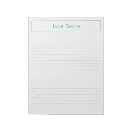 Personalize: Corporate Minimal Teal And White Notepad