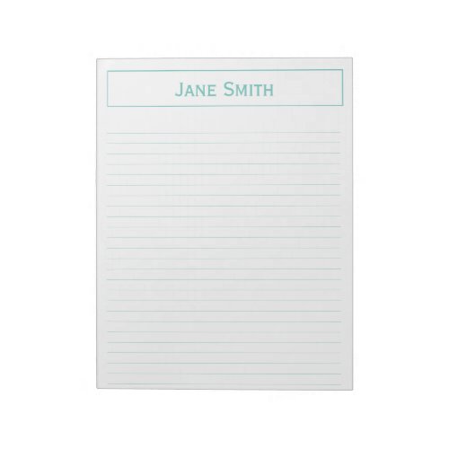 Personalize Corporate Minimal Teal and White Notepad