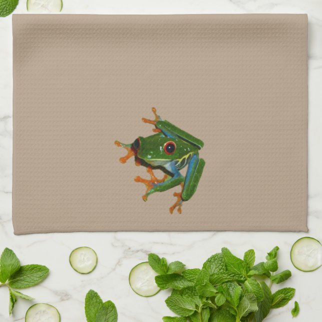 Personalize Costa Rica Red Eyed Frog Kitchen Towel (Folded)