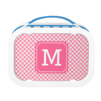 Personalize Country Baby Pink Gingham Monogram Lunch Box