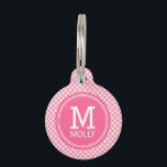 Personalize Country Baby Pink Gingham Monogram Pet Name Tag<br><div class="desc">Monogrammed pet tag featuring a stylish adorable baby pink gingham pattern. Personalize it by replacing the placeholder text. For more options such as to change the font and it's size click the "Customize it" button. *Please note that the Zazzle Watermark that appears in the zoom preview will not appear on...</div>