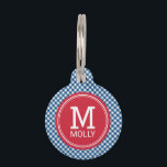 Personalize Country Blue Gingham Monogram Pet ID Tag<br><div class="desc">Monogrammed pet tag featuring a stylish blue gingham pattern. Personalize it by replacing the placeholder text. For more options such as to change the font and it's size click the "Customize it" button. *Please note that the Zazzle Watermark that appears in the zoom preview will not appear on the final...</div>