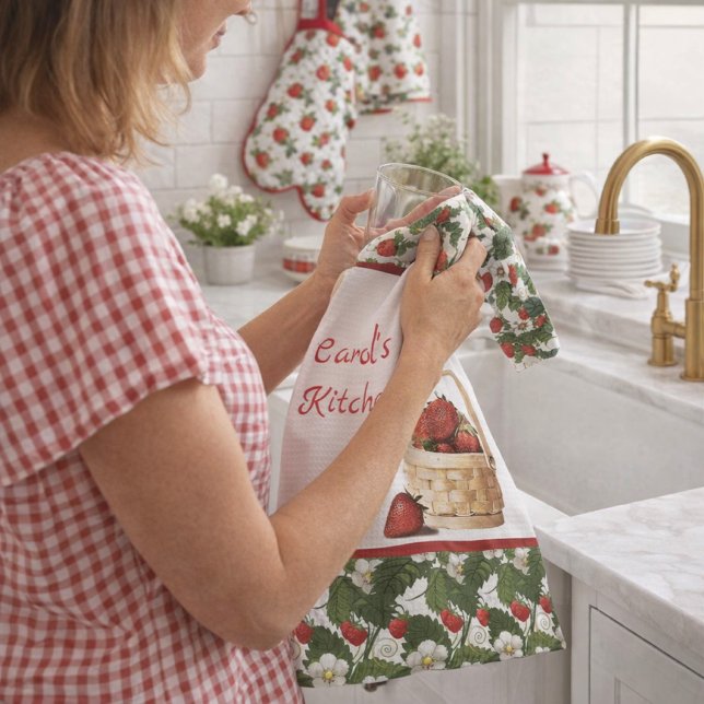 Personalize Country \ Strawberry Basket Kitchen Towel (Creator Uploaded)