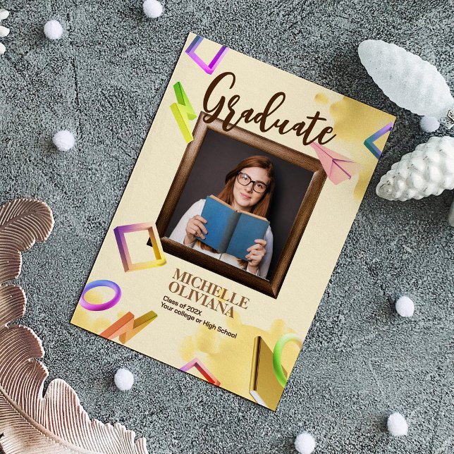 Personalize creamy fancy graduation announcement (Creator Uploaded)