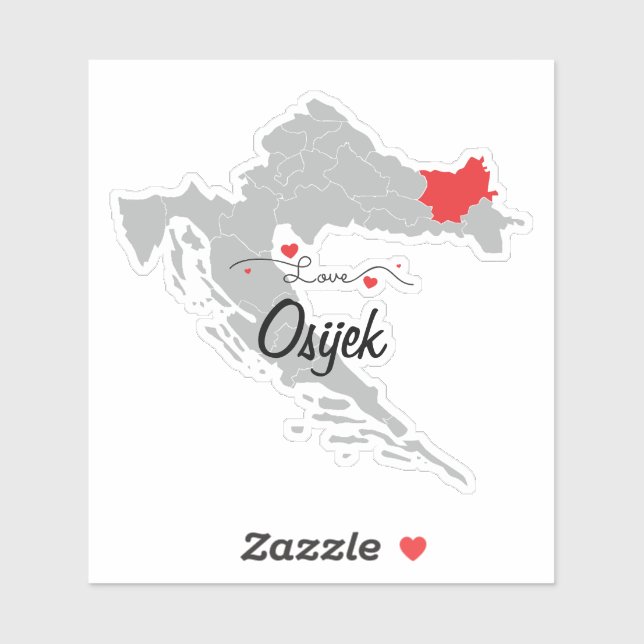 Personalize - Croatia Map Osijek-Baranja County Sticker (Sheet)