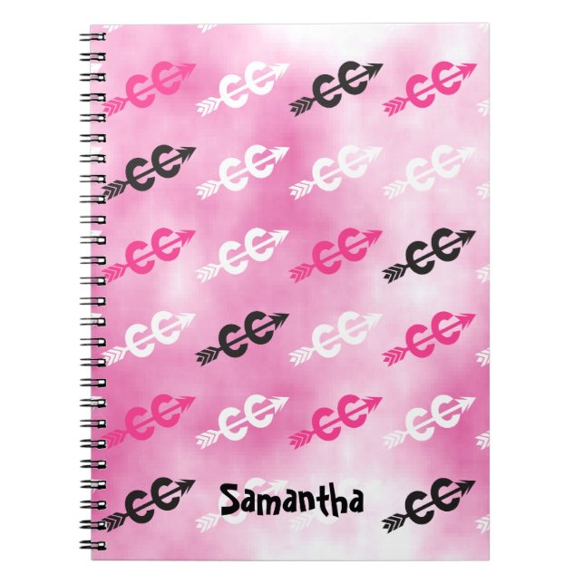 Personalize Cross Country Symbols PINK Notebook (Front)