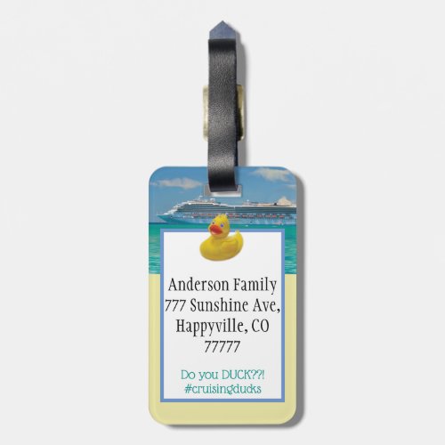 Personalize cruise luggage tag with duck