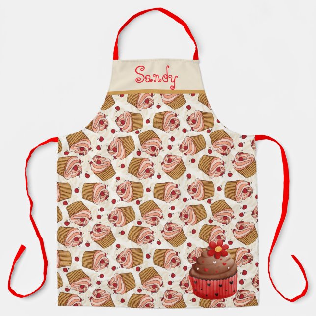 Personalize Cupcakes All-Over Print Apron (Front)