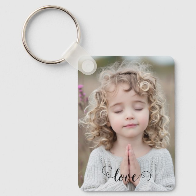 Personalize Custom 2 Photo Double Sided Aluminum  Keychain (Front)