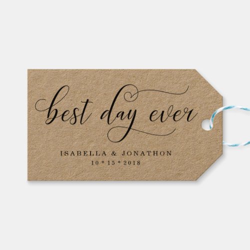 Personalize Custom Best Day Ever Wedding Thank You Gift Tags