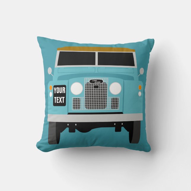 Personalize custom blue Land Rover Series 2 Throw Pillow (Front)