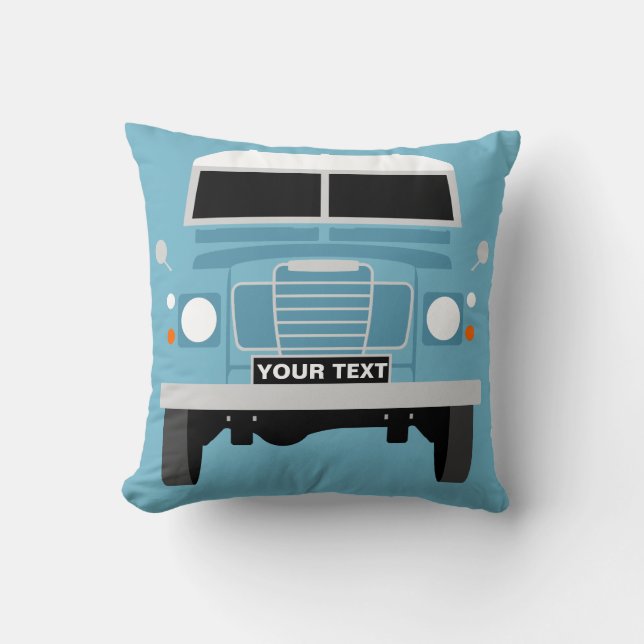 Personalize custom blue Land Rover Series 3 Throw Pillow (Front)