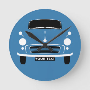 Personalize Custom Blue Morris Minor Pop Art Round Clock