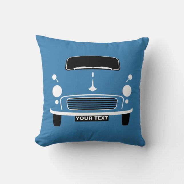 Personalize custom Blue Morris Minor pop art Throw Pillow (Front)