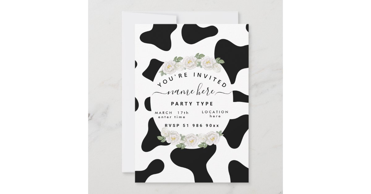 Personalize custom cow print invitations | Zazzle