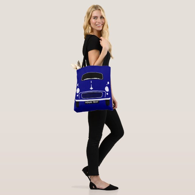 Personalize Custom Dark Blue Morris Minor Pop Art Tote Bag (On Model)