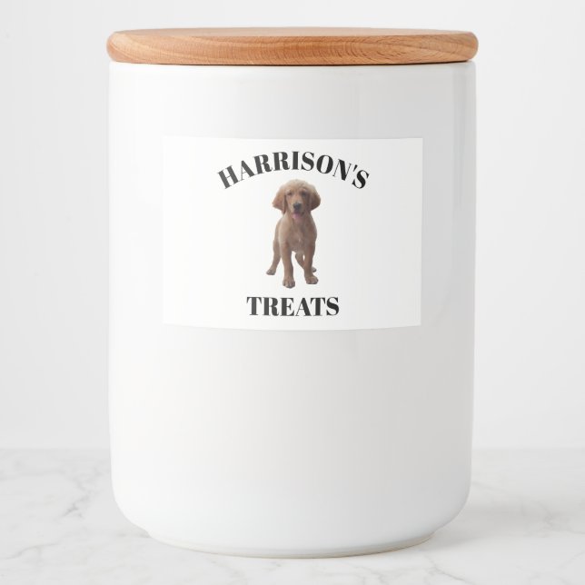 Personalize Custom Dog, Cat Name Photo treats Food Label (Front)