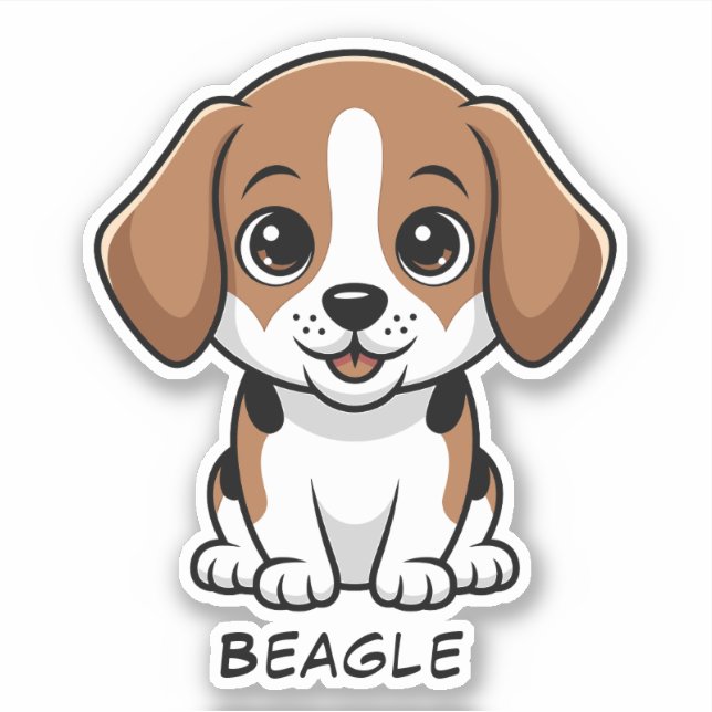 Personalize Custom Dog Name Beagle Sticker (Front)
