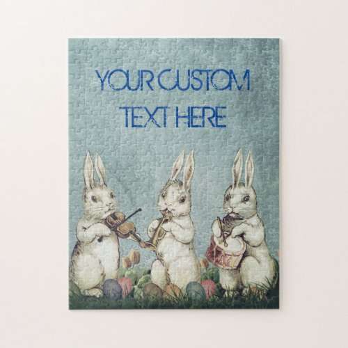 Personalize Custom EASTER Bunnies Vintage Rustic Jigsaw Puzzle