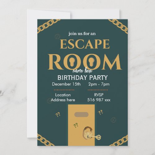 Personalize custom escape room birthday invitation