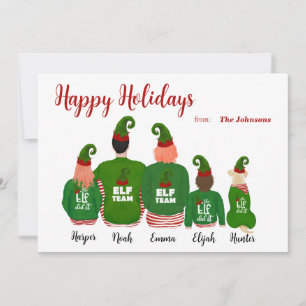 Personalize Custom Family Elves Elf Christmas Card